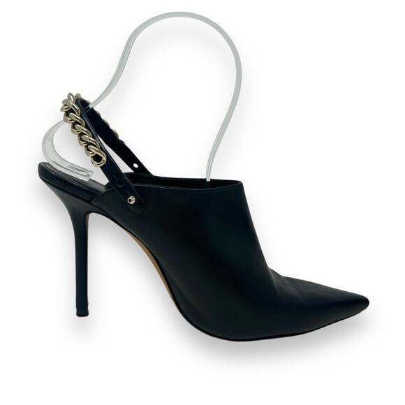 Jimmy Choo Lexx 100 Black Leather Gold Chain Slingback Heel Mules 36.5 Women’s - Picture 7 of 12